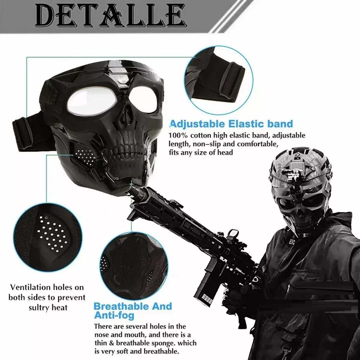 Mascara Skull Careta Casco Tactico Gotcha Airsoft Vistoso