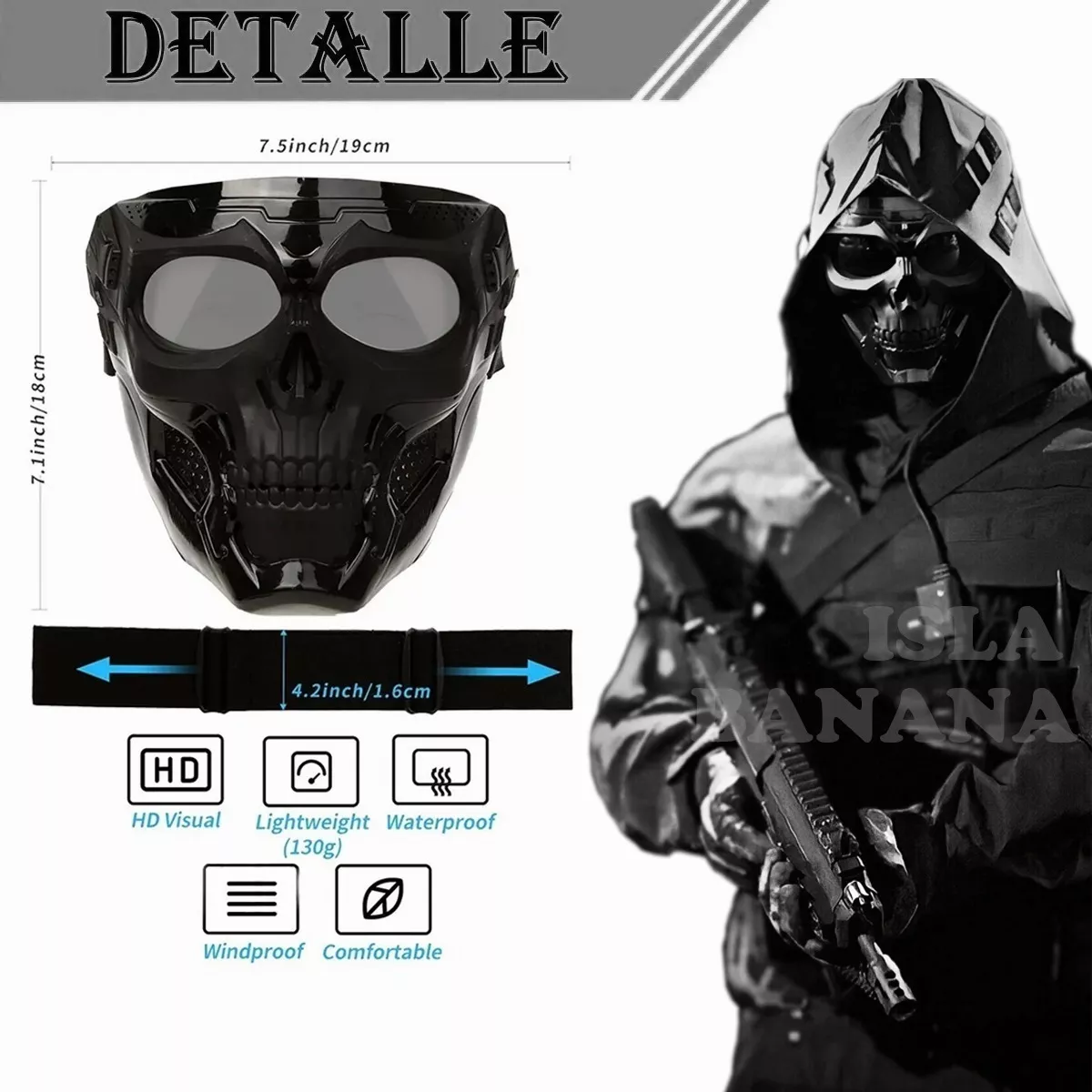 Mascara Skull Careta Casco Tactico Gotcha Airsoft Transparente