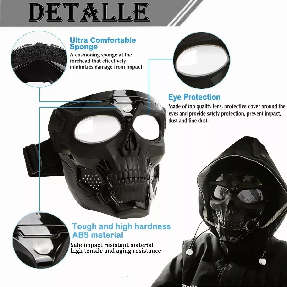 Mascara Skull Careta Casco Tactico Gotcha Airsoft Transparente