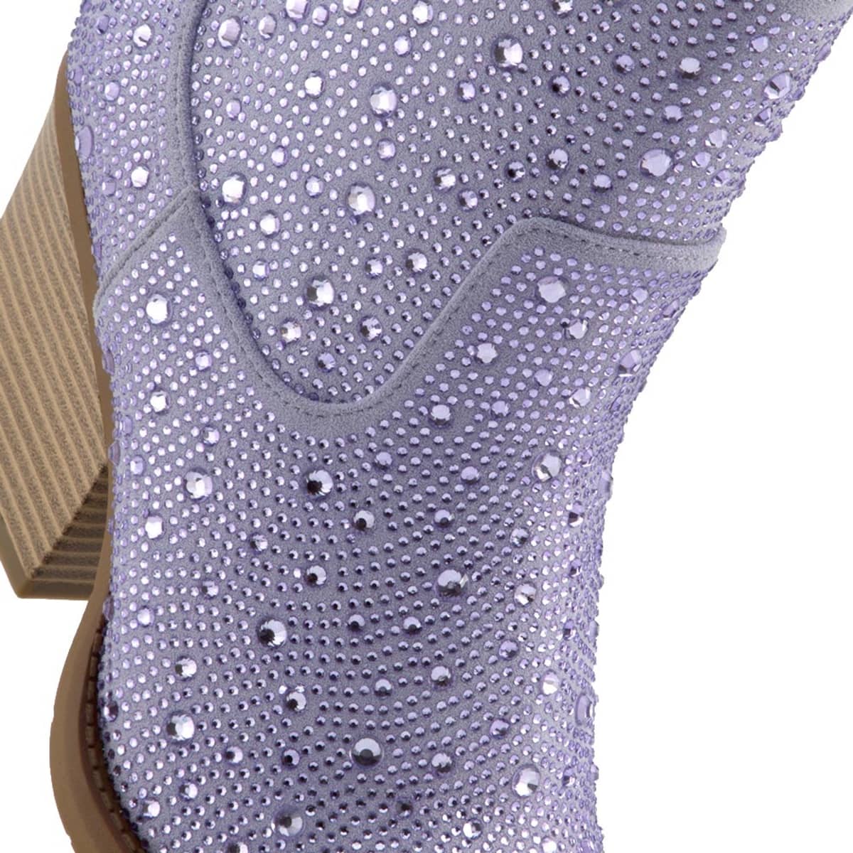 Botas vaqueras con pedrería, color lila, marca Thalia Sodi, mod. 1081676