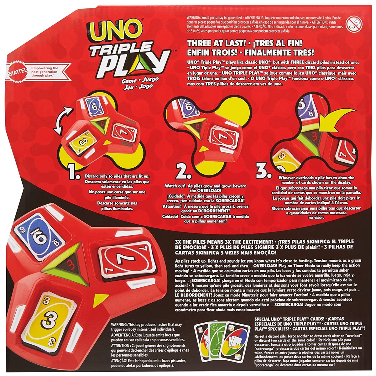 Uno Triple Play Juego de Mesa Mattel HCC21