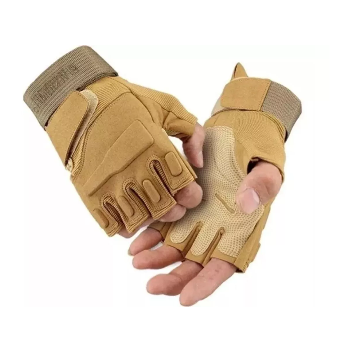 Guantes Tacticos Militar Medio Dedo Motocicleta Bicicleta Beige M