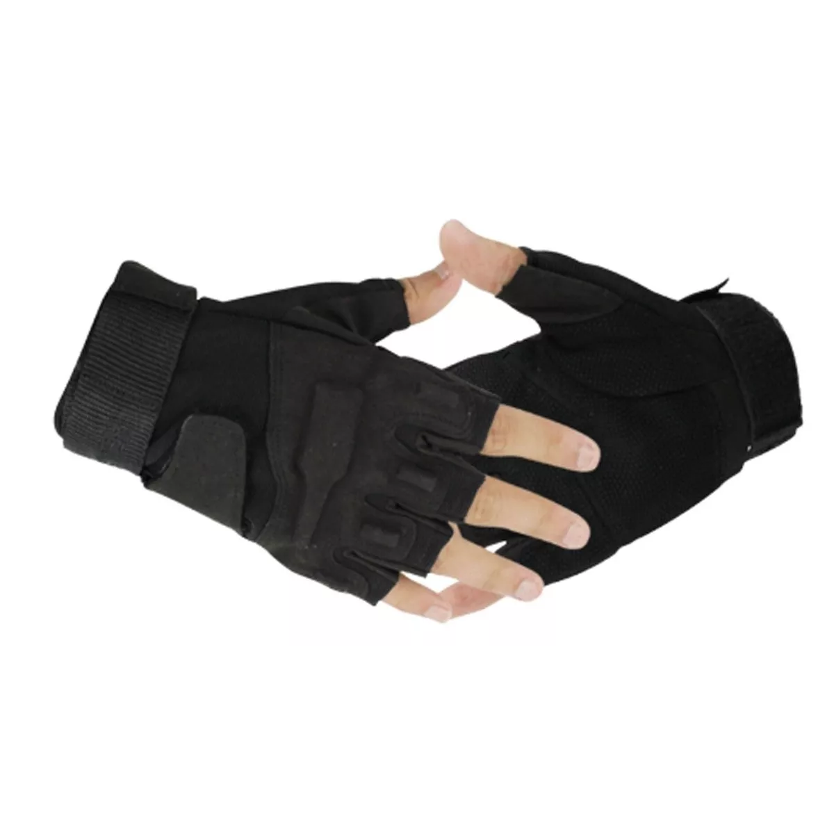 Guantes Tacticos Militar Medio Dedo Motocicleta Bicicleta Negro M