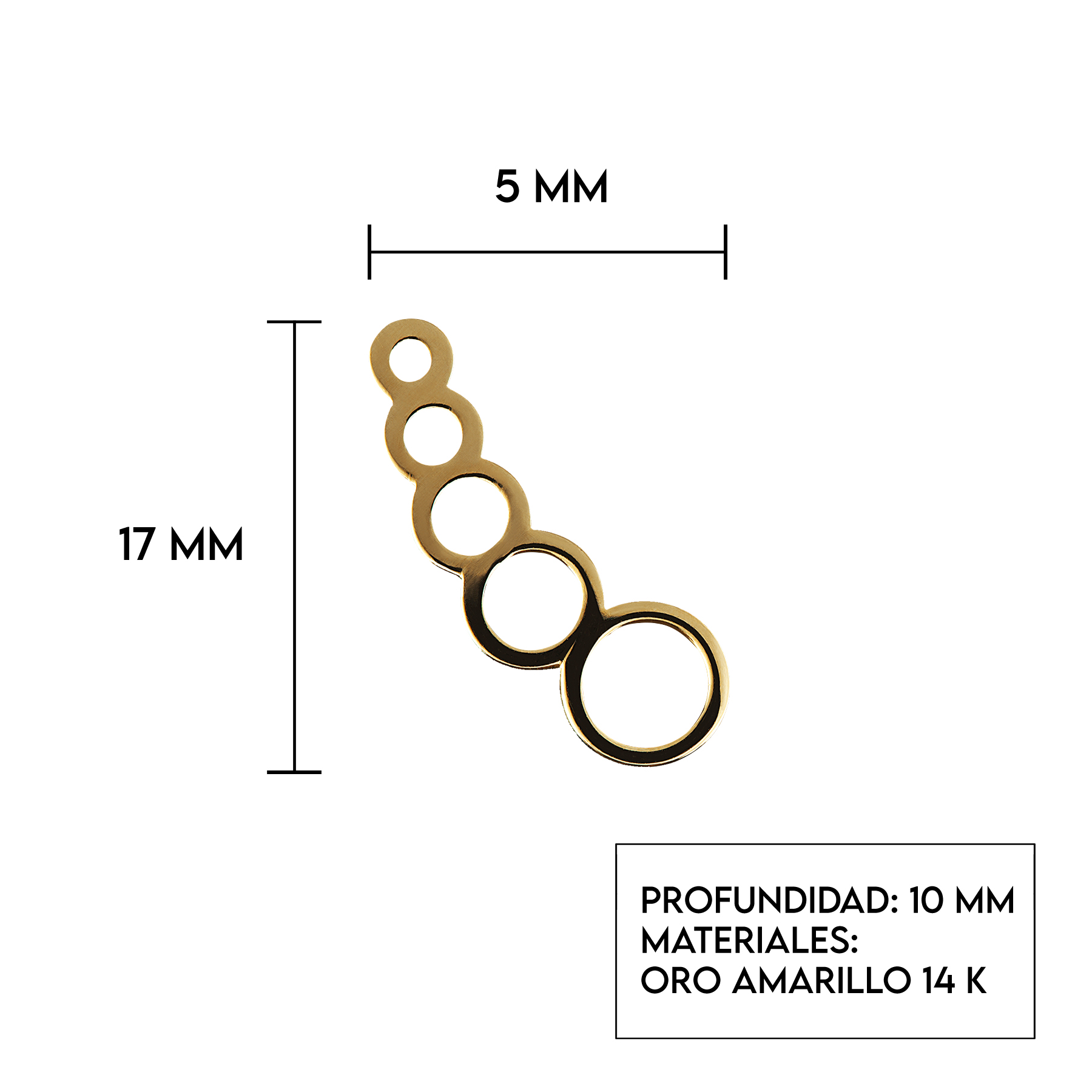 Aretes de Oro 14K broquel Circulos Marca GIALLO Jewelry Joyería mexicana Oro 14K para Bebé, niñas, adultos