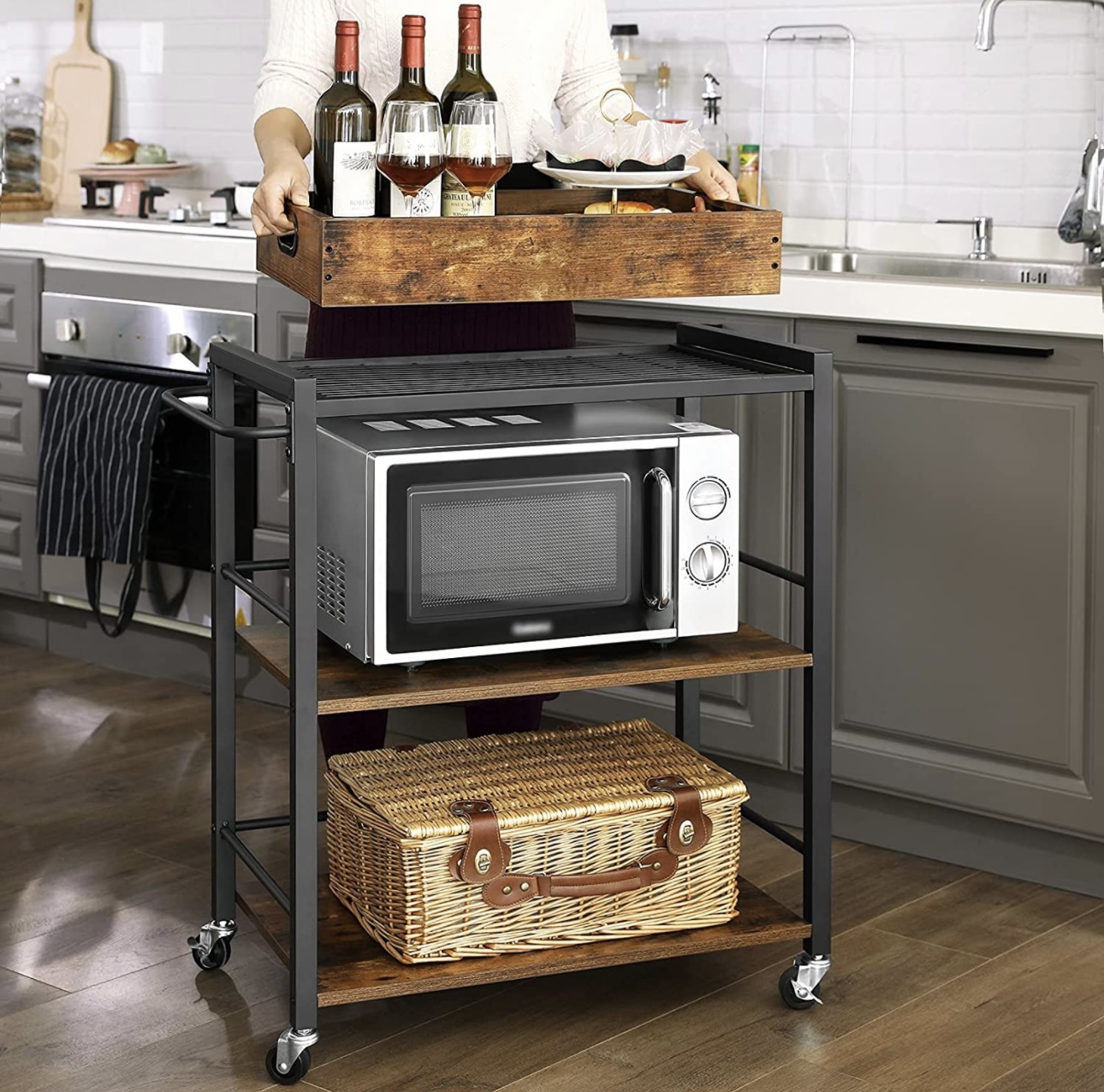 Carrito de Servicio Cantina Bar Madera 