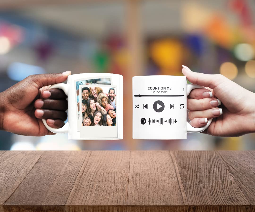 Taza Personalizada"AMIGOS" con código Spotify y fotografía