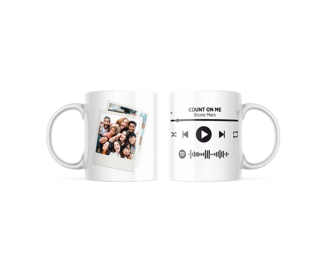 Taza Personalizada"AMIGOS" con código Spotify y fotografía