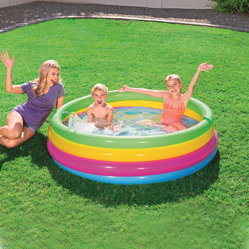 Alberca Piscina Inflable Circular Arcoiris Infanitl 4 Anillos 157 cm Diámetro