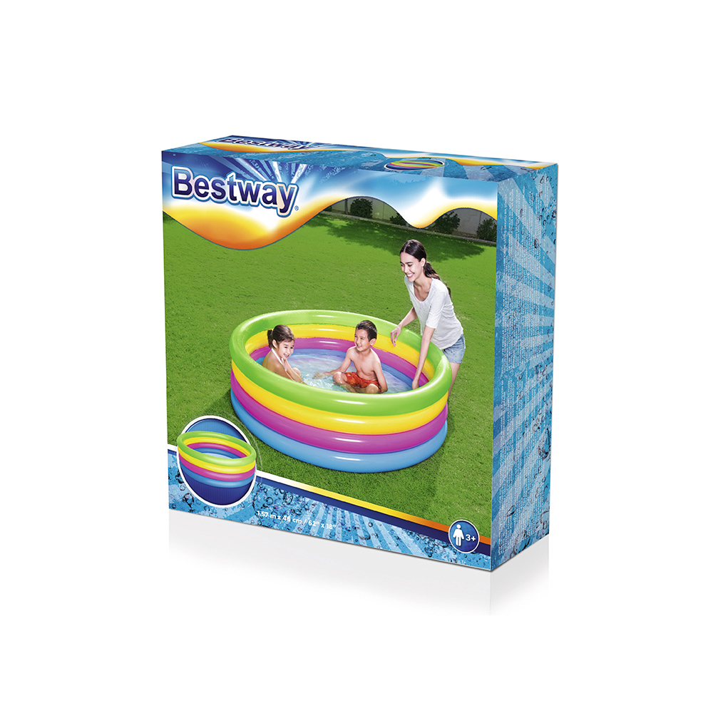 Alberca Piscina Inflable Circular Arcoiris Infanitl 4 Anillos 157 cm Diámetro