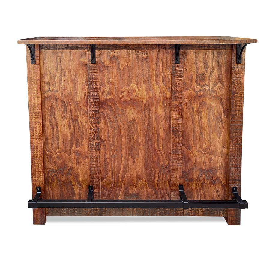 Barra de bar con bancos de madera crossback vintage Nogal Deslavado