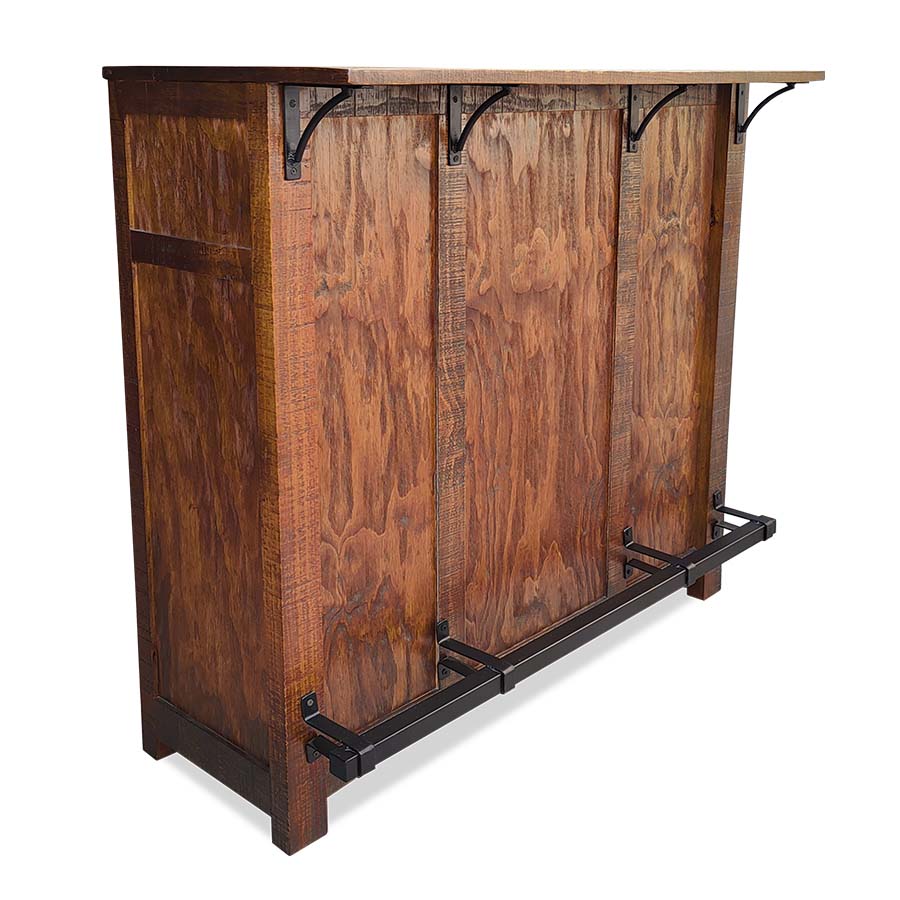 Barra de bar con bancos de madera crossback vintage Nogal Deslavado