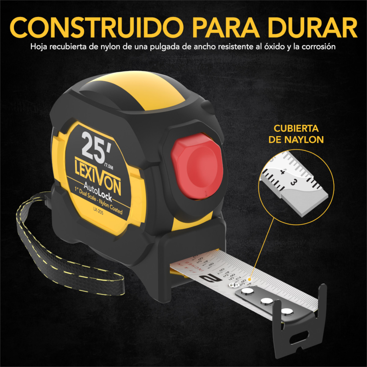 Flexómetro cinta métrica LEXIVON LX-205 7.5 metros 2 escalas AutoLock