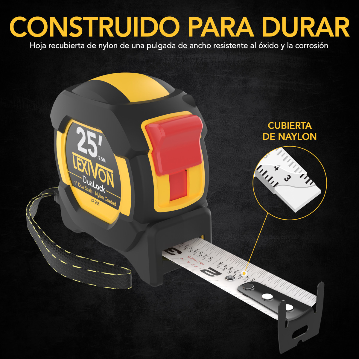 Flexómetro cinta métrica LEXIVON LX-206 7.5 metros 2 escalas DualLock