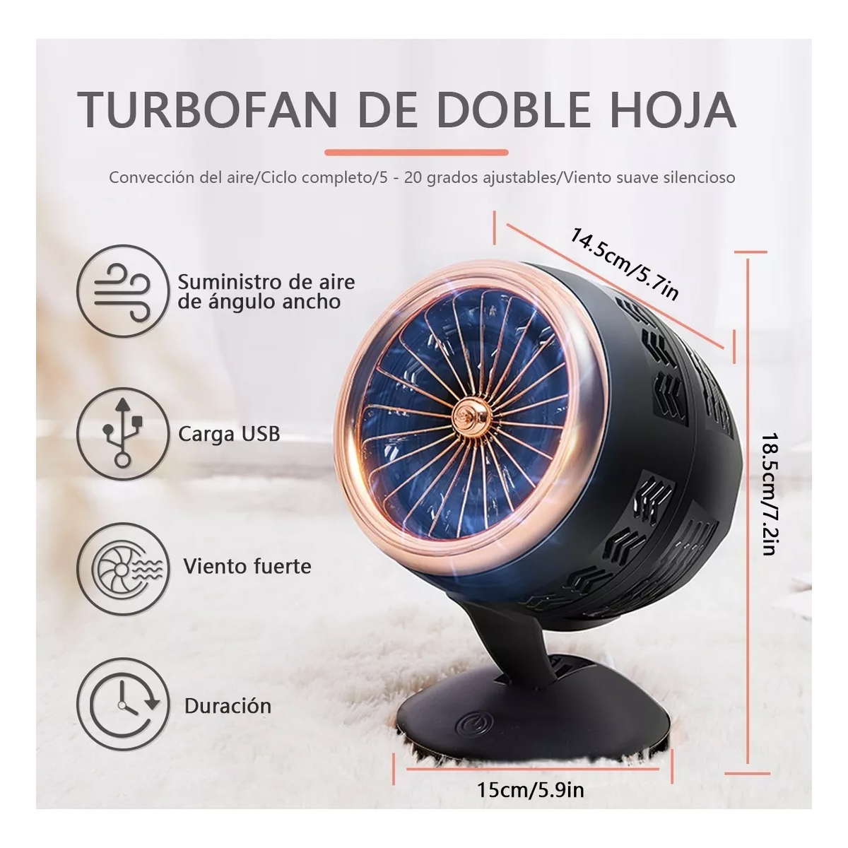 Ventilador de Escritorio USB Metálico 6 Ajustable