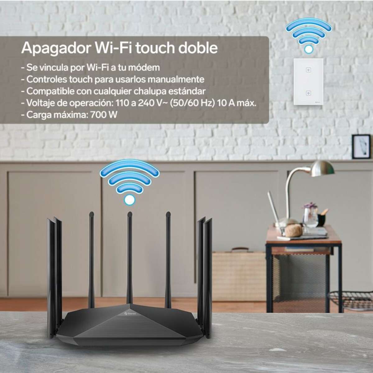 Apagador Wi-Fi touch doble SHOME-110 