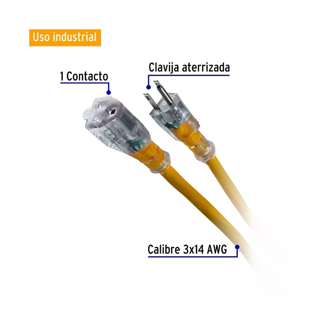 Extensión Electrica Reforzada Aterrizada 10 M Calibre 14