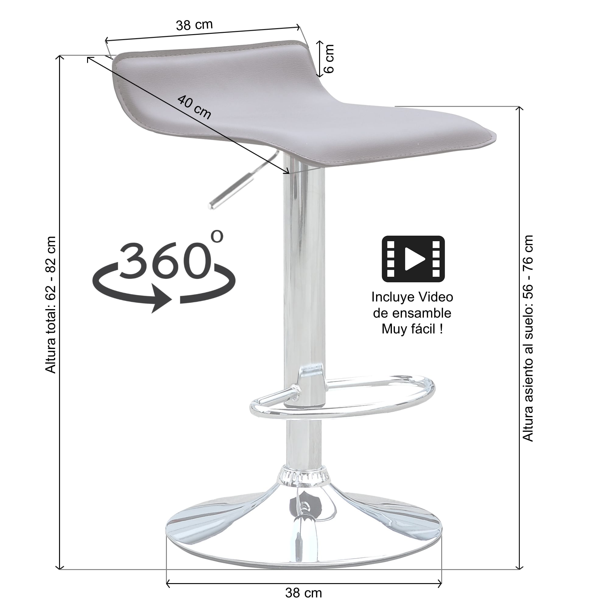 2 Bancos para barra de cocina bar altura ajustable giratorio Punto y Compra 207.