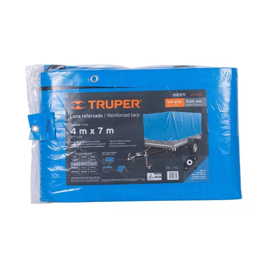 Lona Resistente Al Sol Reforzada, 4 X 7 M, Azul Impermeable