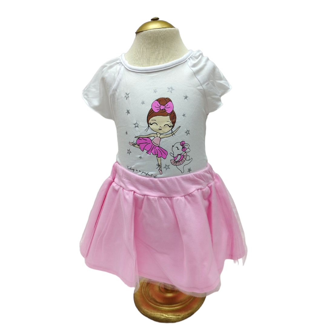 Conjunto Falda Tutu Y Blusa Manga Corta Bailarina Bebé Niña 3 hasta 18 meses