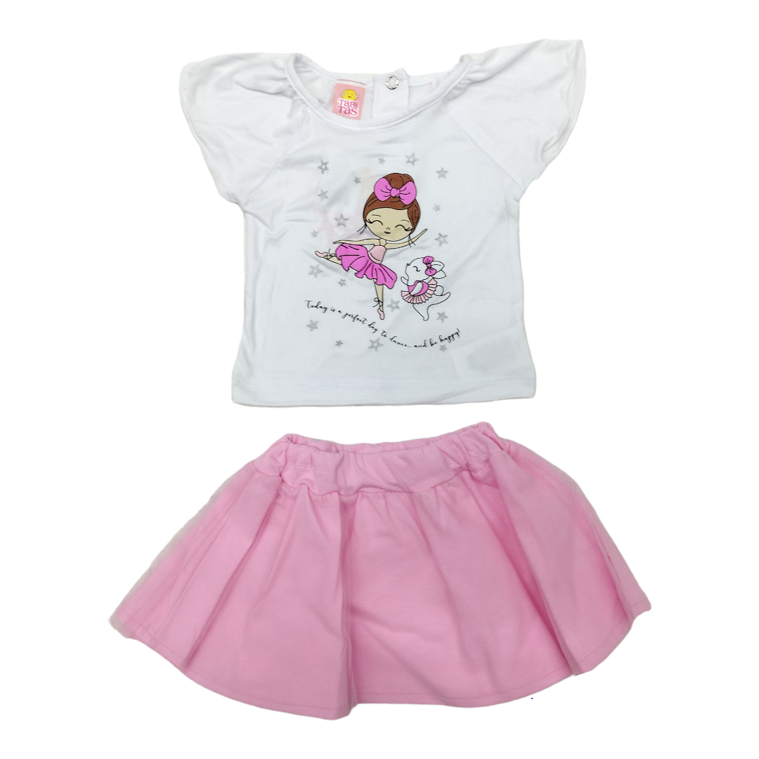 Conjunto Falda Tutu Y Blusa Manga Corta Bailarina Bebé Niña 3 hasta 18 meses