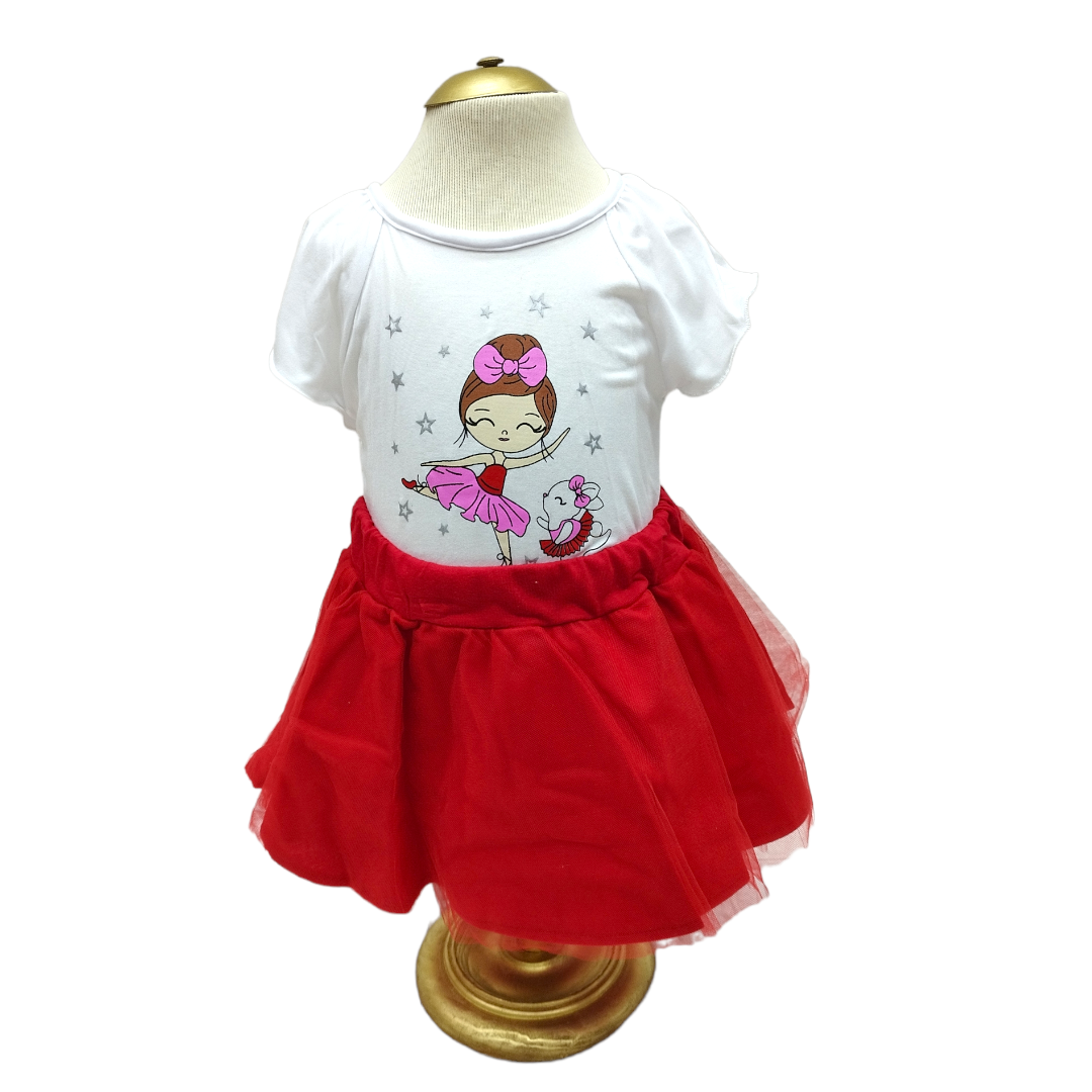 Conjunto Falda Tutu Y Blusa Manga Corta Bailarina Bebé Niña 3 hasta 18 meses