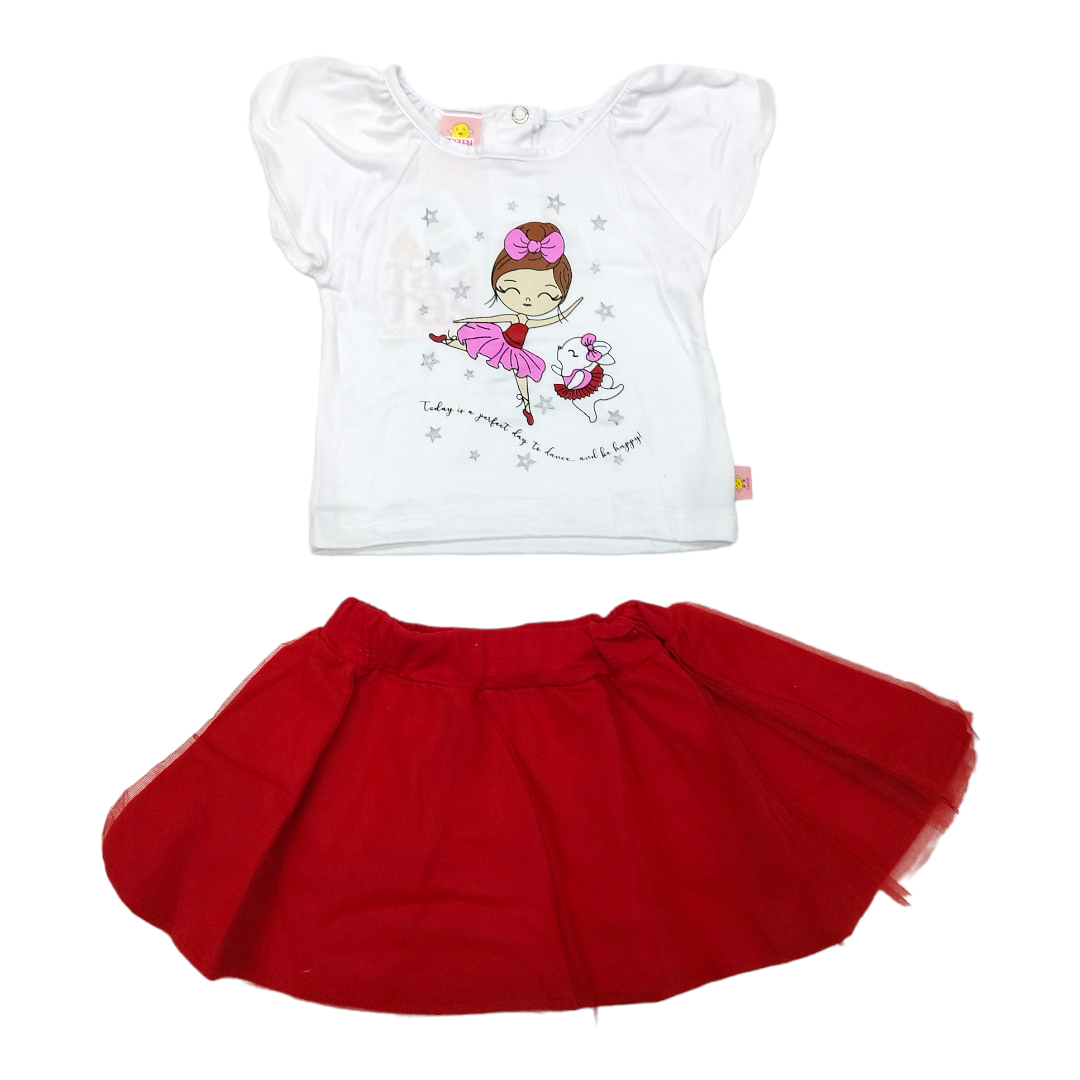 Conjunto Falda Tutu Y Blusa Manga Corta Bailarina Bebé Niña 3 hasta 18 meses