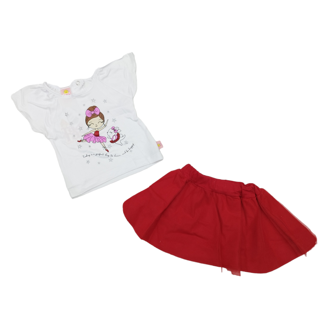 Conjunto Falda Tutu Y Blusa Manga Corta Bailarina Bebé Niña 3 hasta 18 meses
