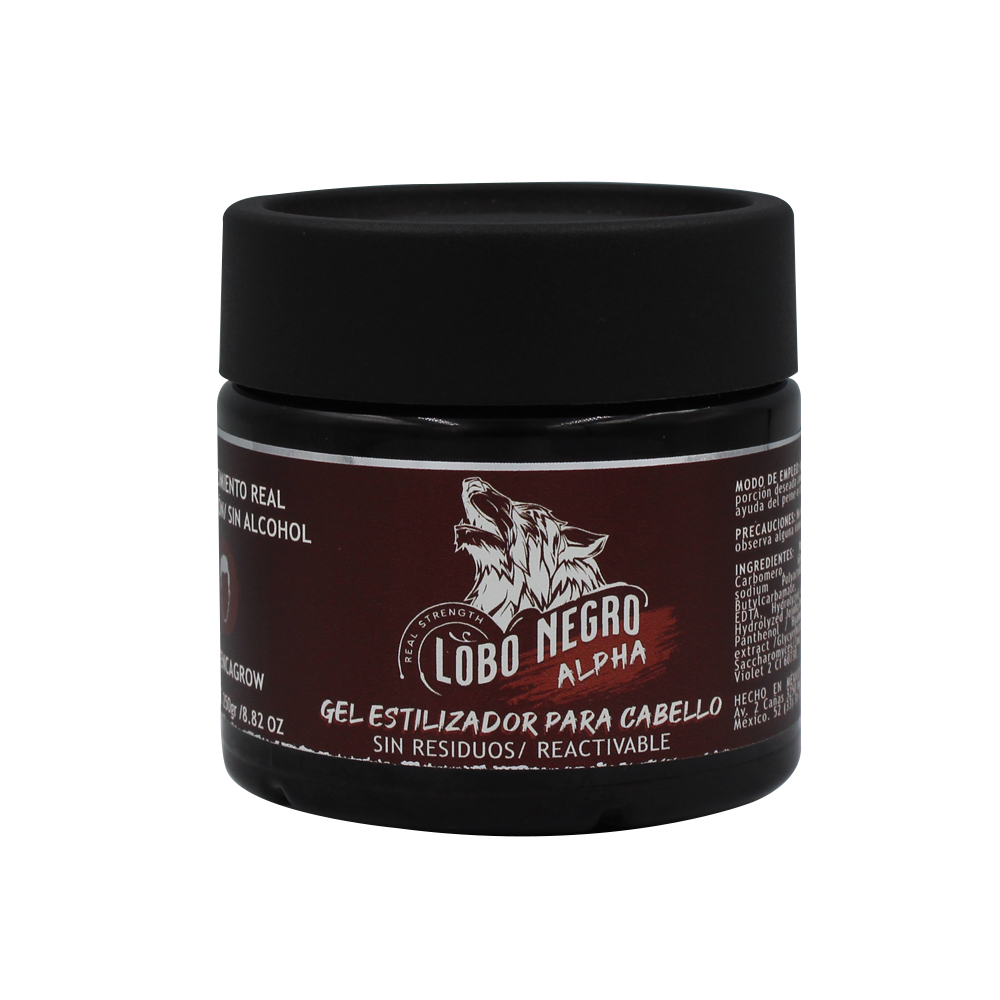 Gel Fijador Natural Lobo Negro Alpha 250g Cabello Y Barba