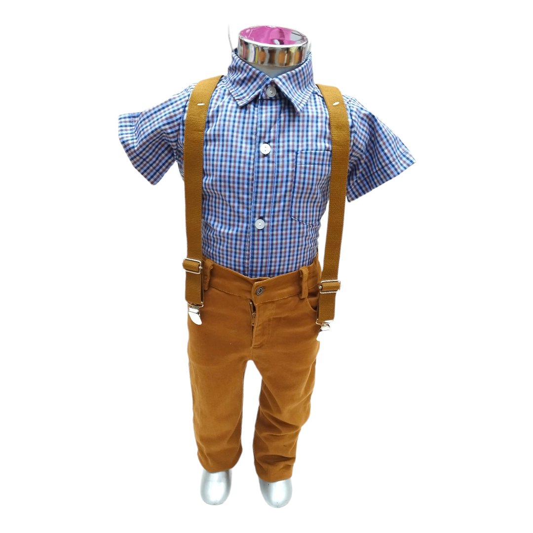 Set 3P Camisa Manga Corta,tirantes Y Pantalón Gabardina Niño 2 hasta 6 años