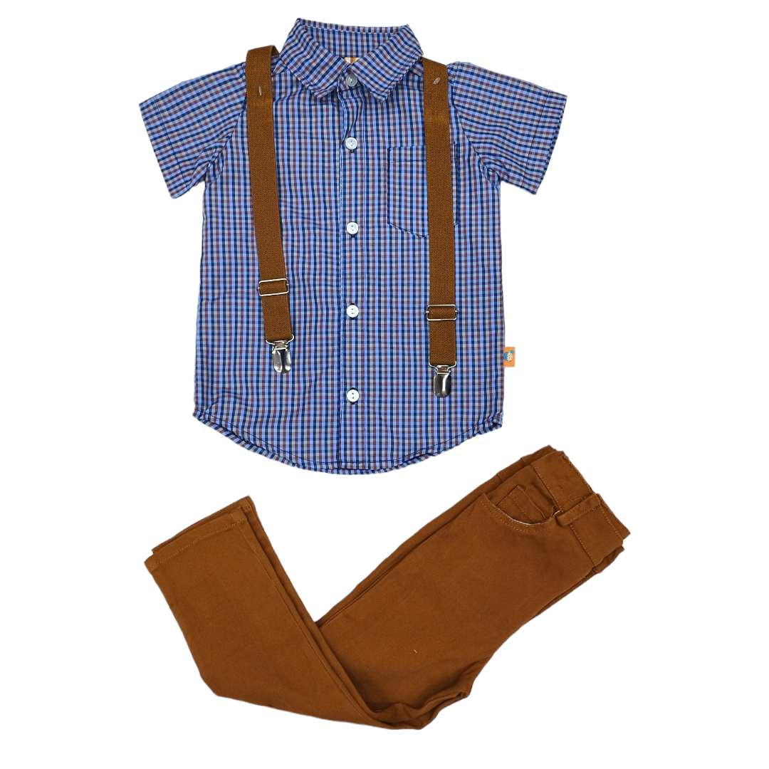 Set 3P Camisa Manga Corta,tirantes Y Pantalón Gabardina Niño 2 hasta 6 años