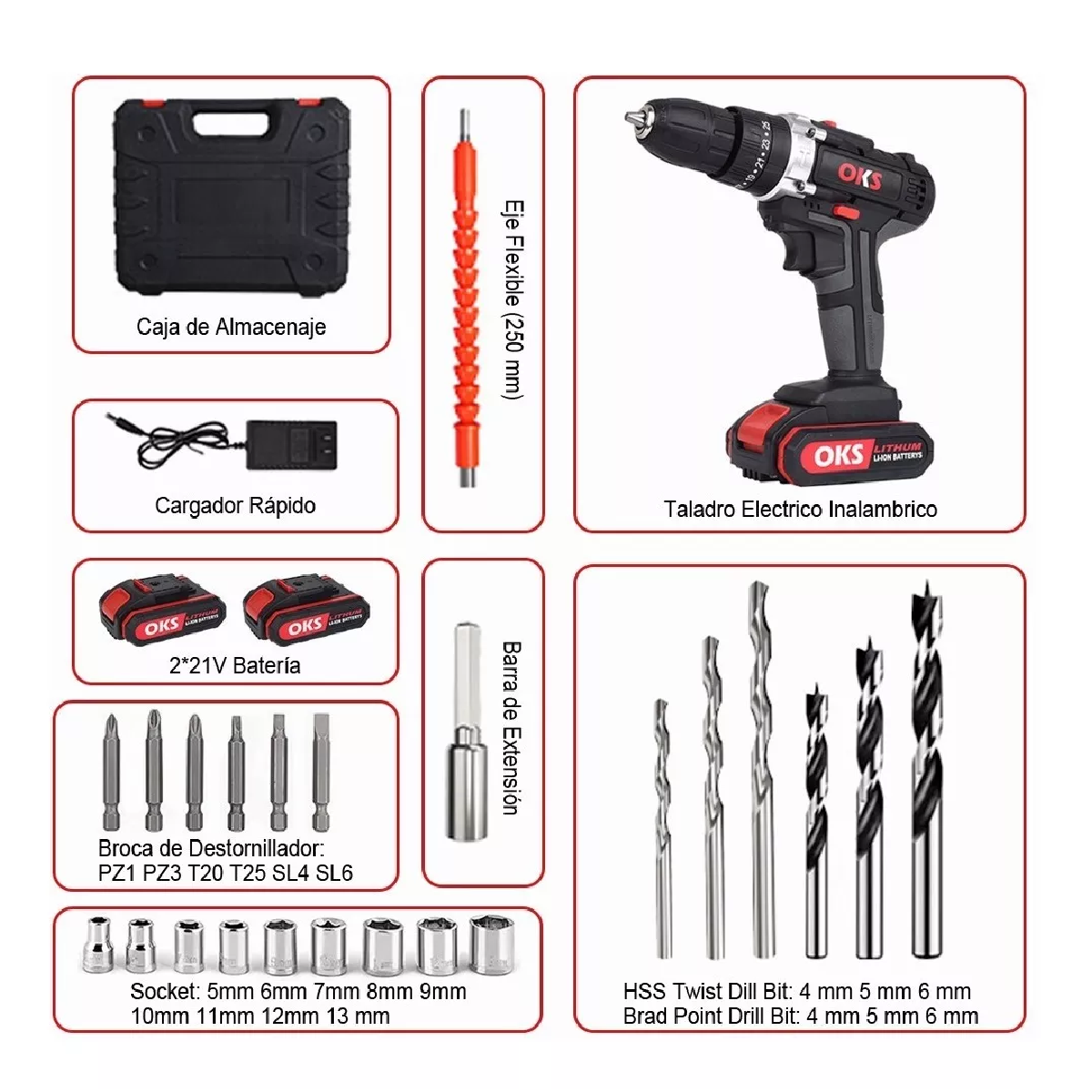 Kit Taladro Inalámbrico Multifuncional Con 2 Baterías