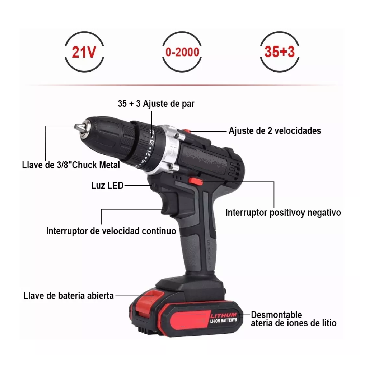 Kit Taladro Inalámbrico Multifuncional Con 2 Baterías