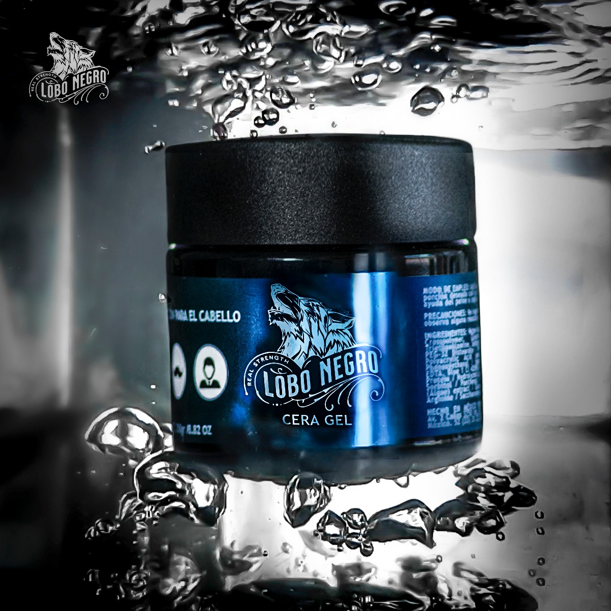 Lobo Negro Cera Gel Hombre Para Cabello Barba Bigote 250gr