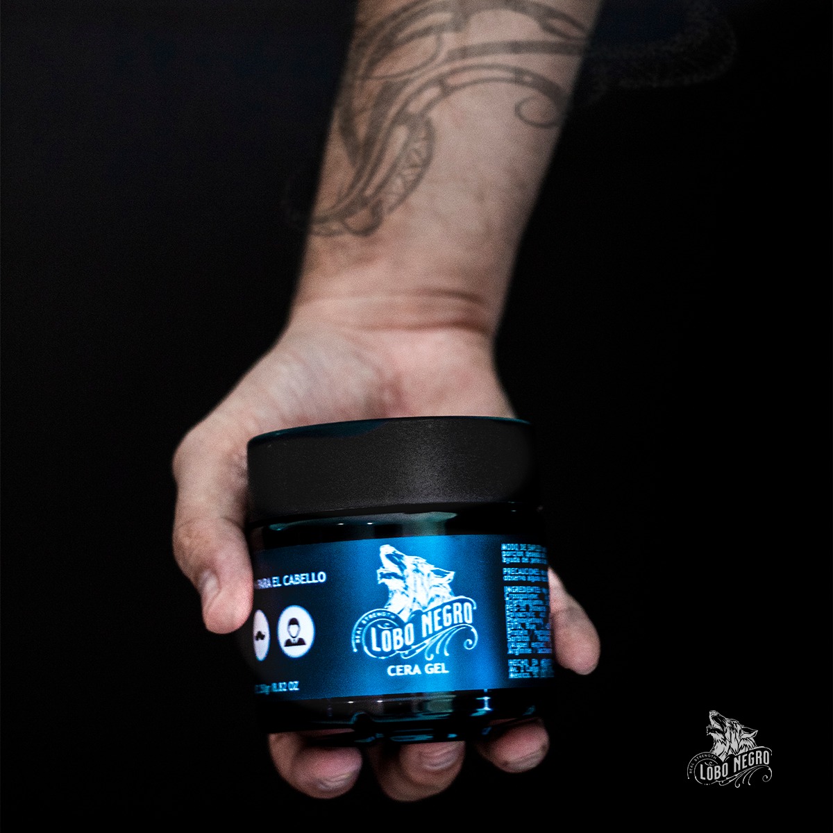 Lobo Negro Cera Gel Hombre Para Cabello Barba Bigote 250gr