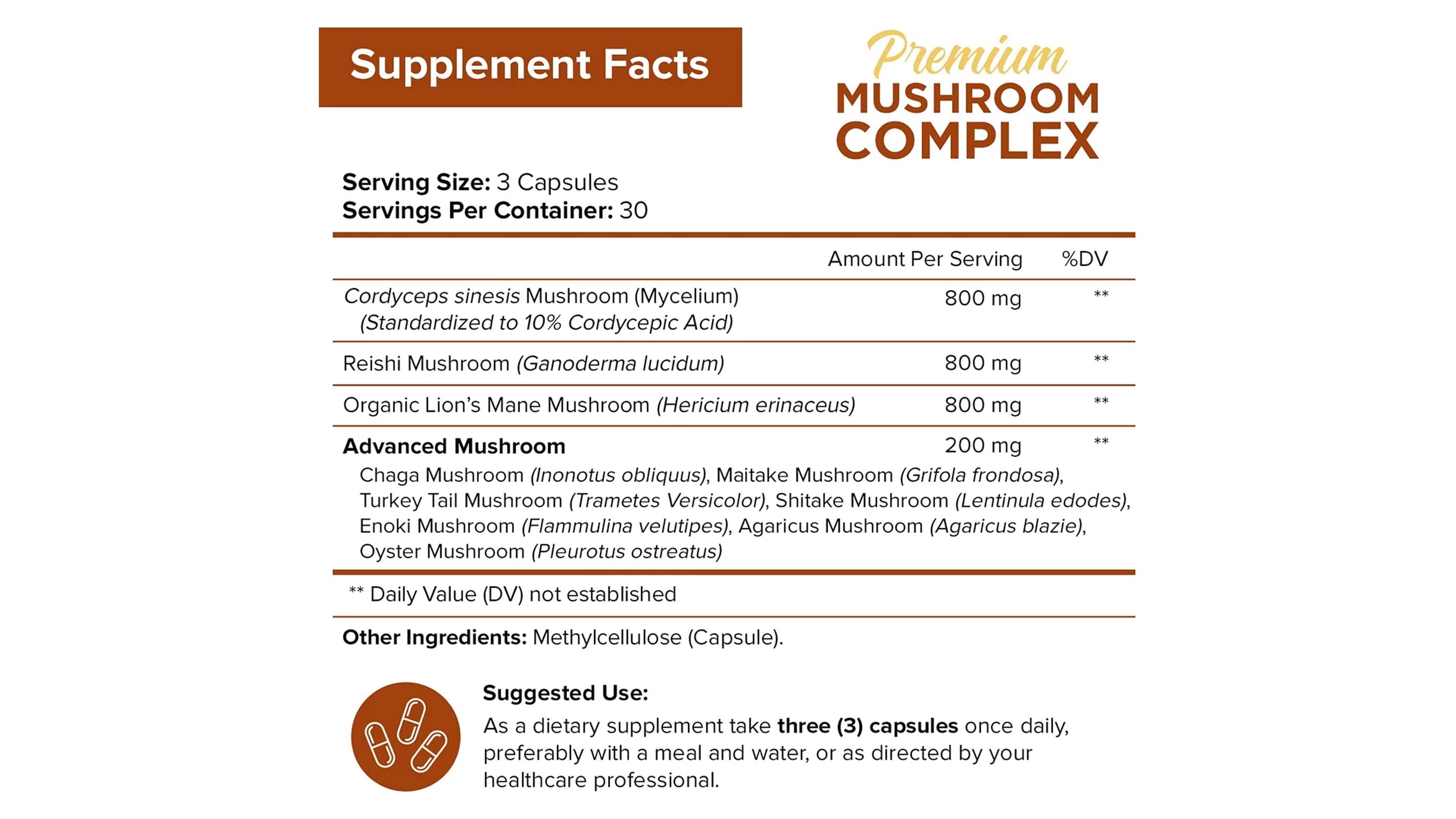 Mushroom Complex 2600mg 90 Cap Con 10 Hongos Nootropico NutriFlair