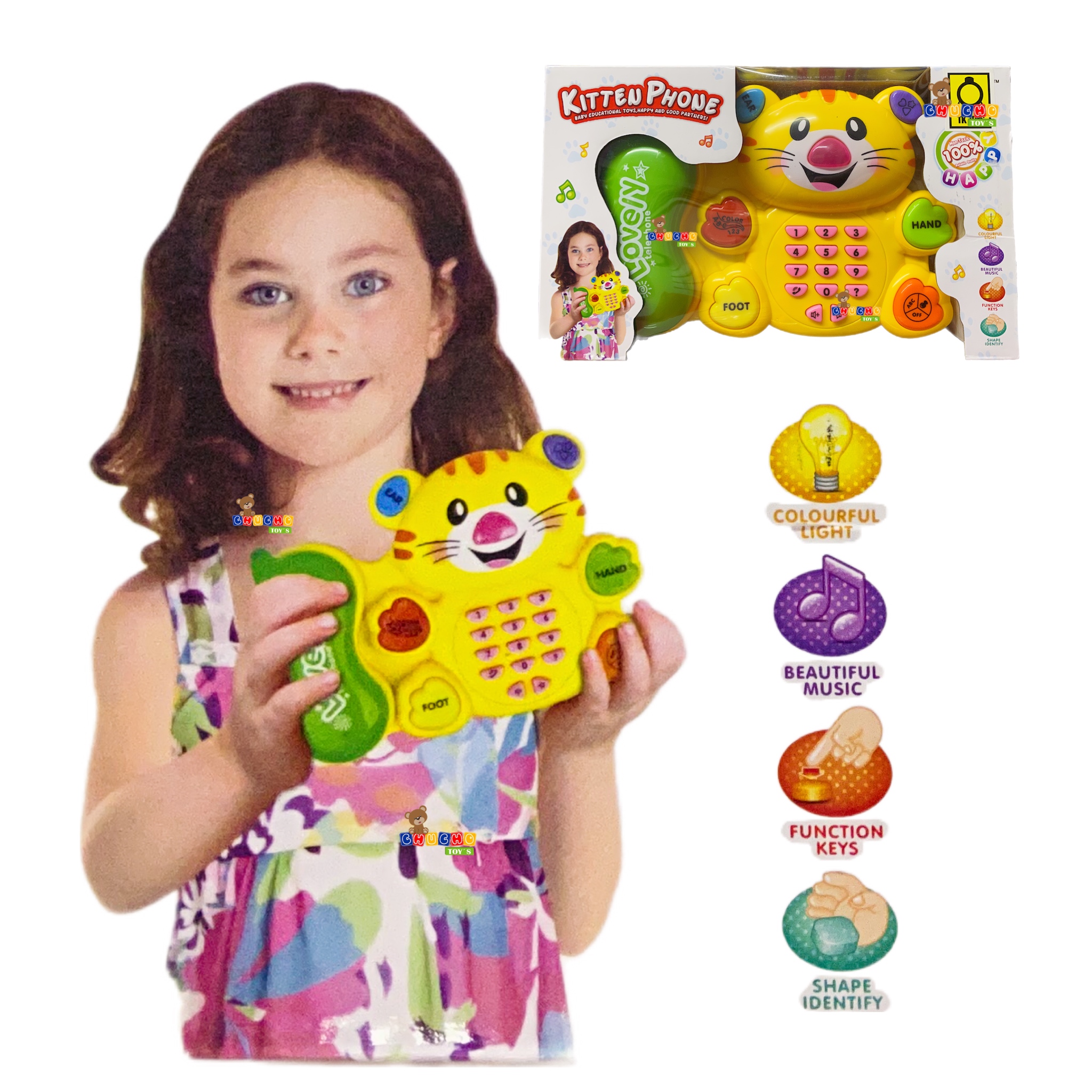 Teléfono Gato Musical Didáctico Con Luz Juguete Bebes