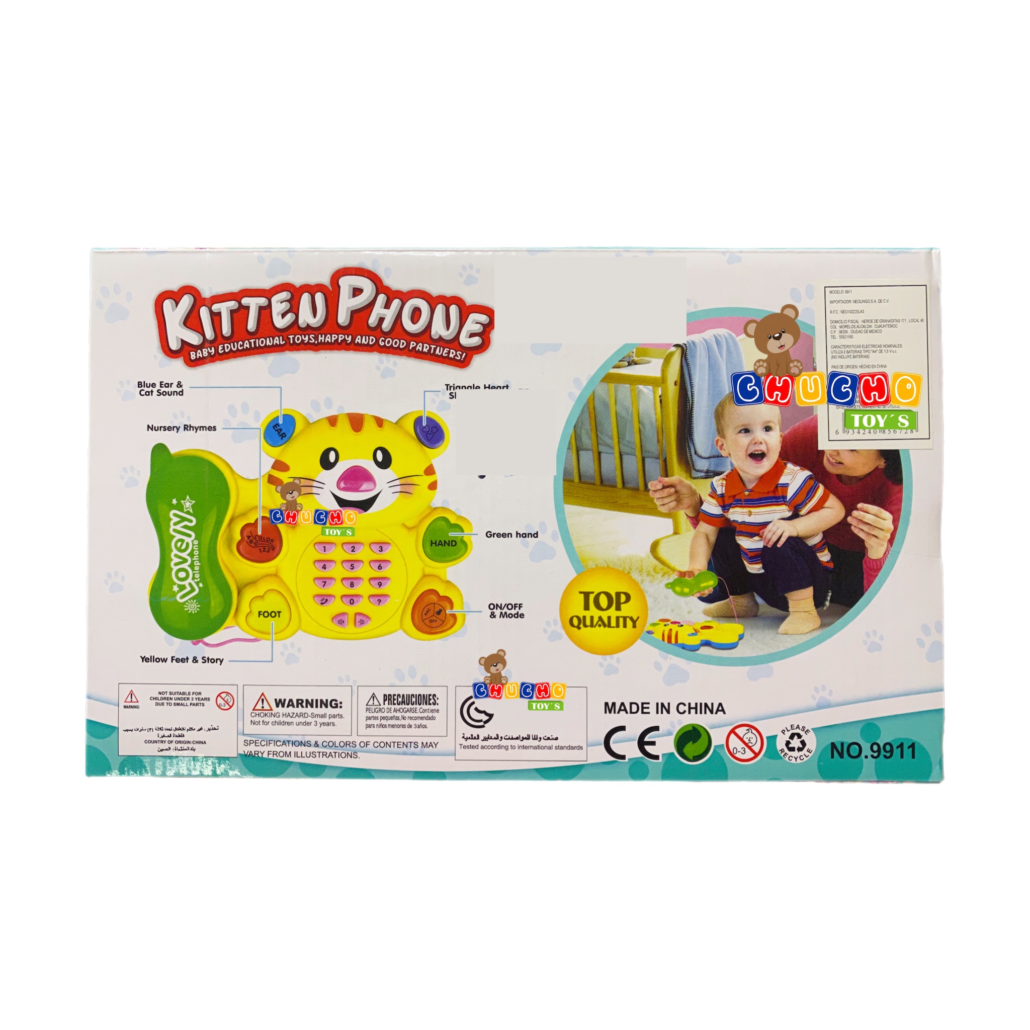 Teléfono Gato Musical Didáctico Con Luz Juguete Bebes