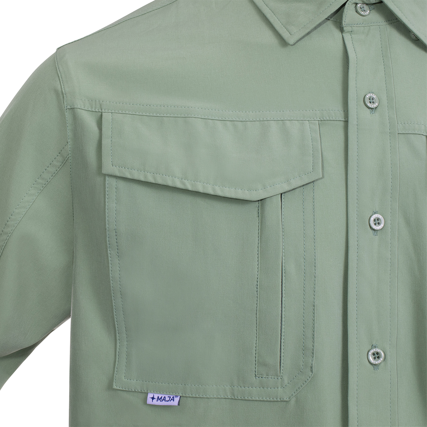 Camisa Outdoor Traveler Manga Larga Color Verde Olivo MAJA para Hombre