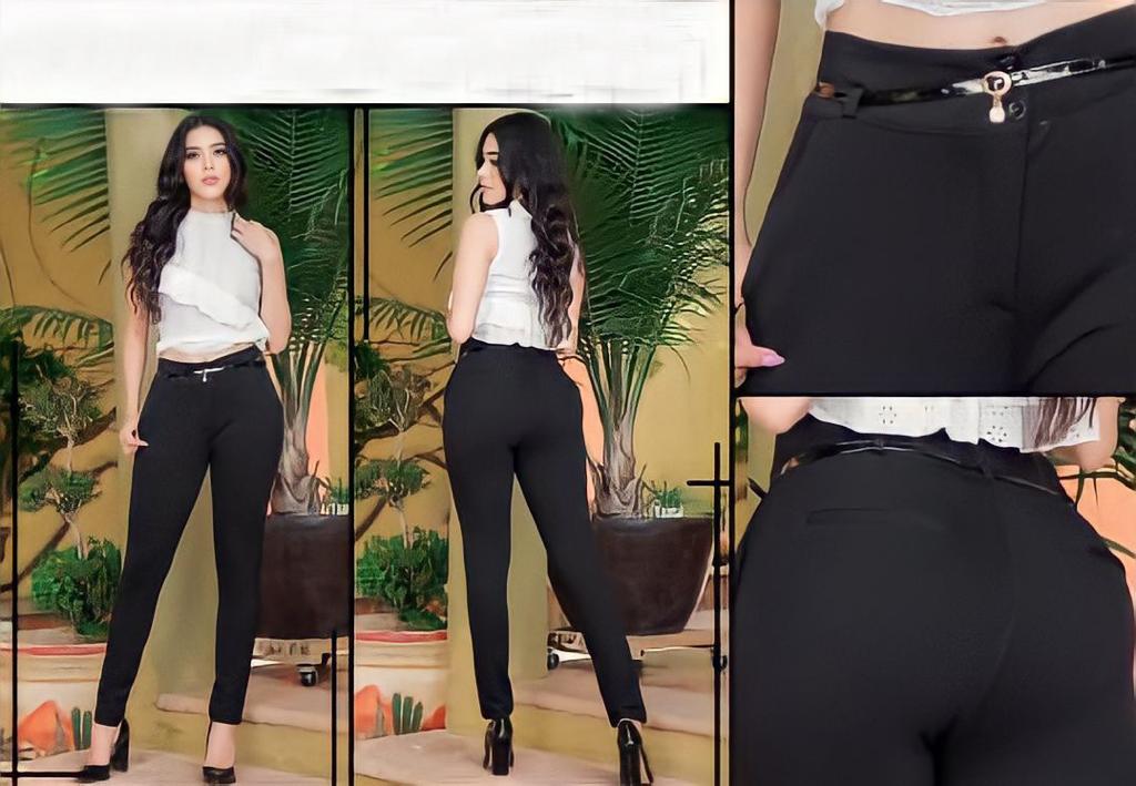 Pantalón Dama Moda Mujer Tiro Alto Vestir Levanta pompa color negro