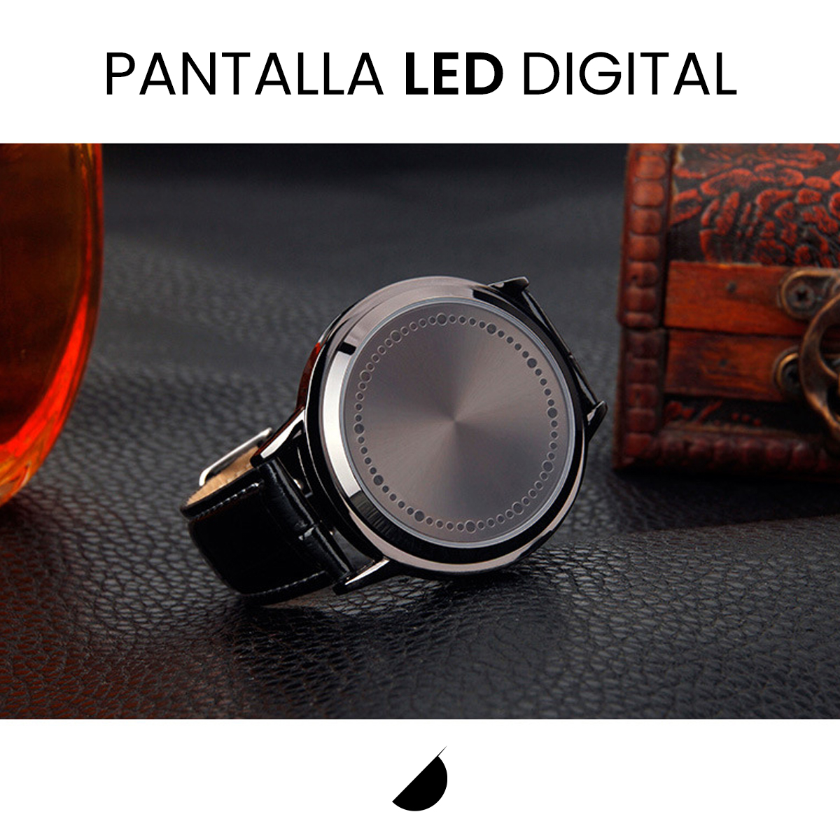Reloj Digital Led Minimalista Moderno Acero Inoxidable Piel