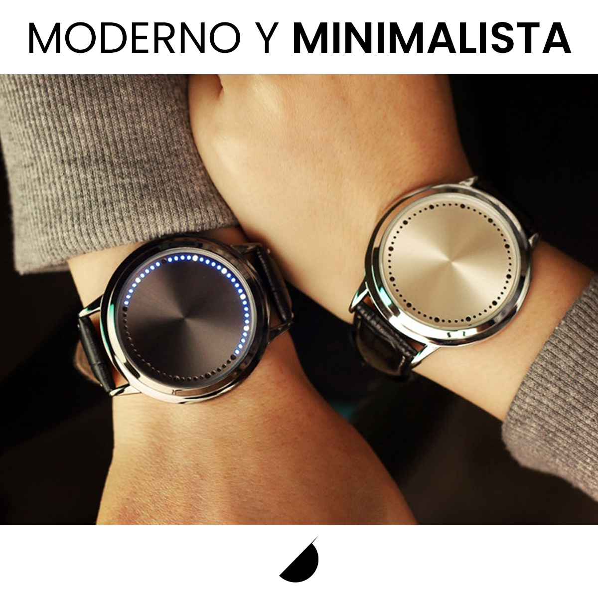 Reloj Digital Led Minimalista Moderno Acero Inoxidable Piel