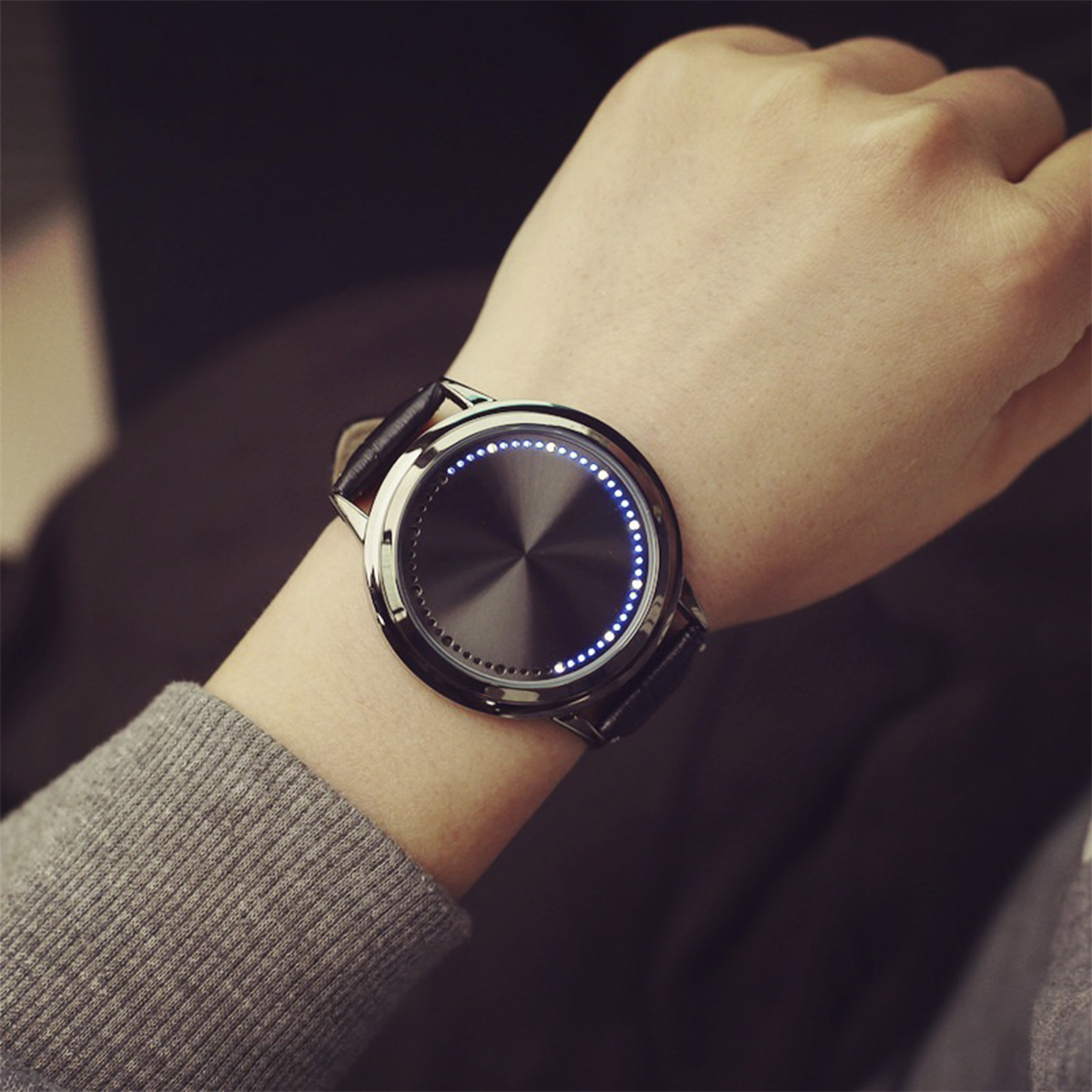 Reloj Digital Led Minimalista Moderno Acero Inoxidable Piel