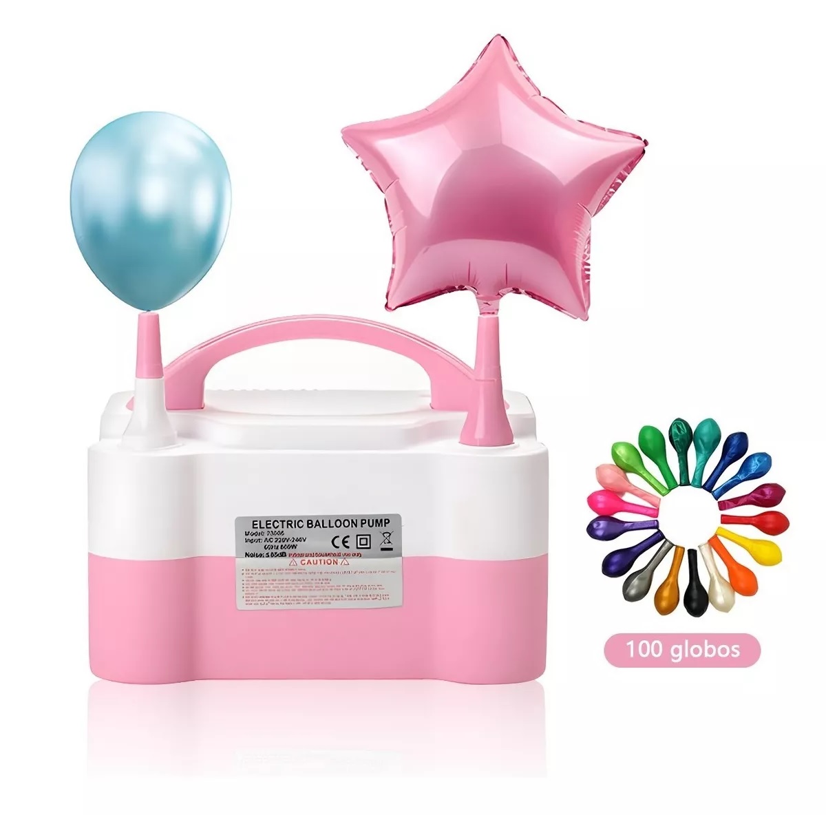 Bomba Eléctrica Para Inflar Globos + 100 Globos De Látex