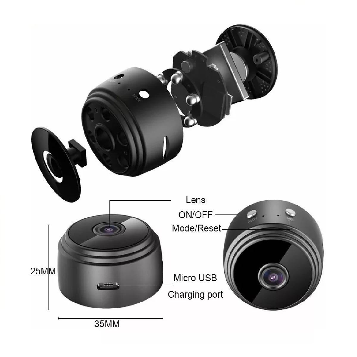 Cámara Espía Miniatura A9 Hd Wifi 1080p Con Visión Nocturna