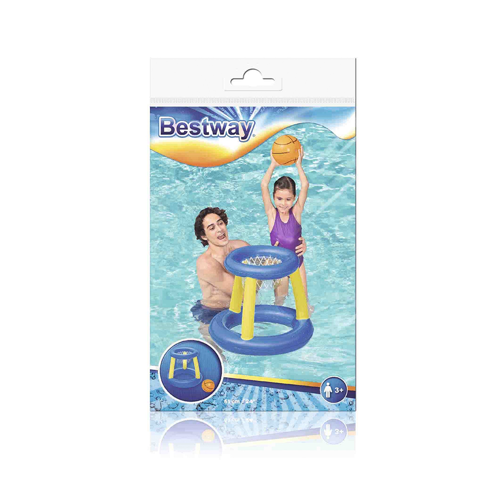 Canasta Inflable Flotante Con Pelota Bestway Juego Baloncesto 61 cm