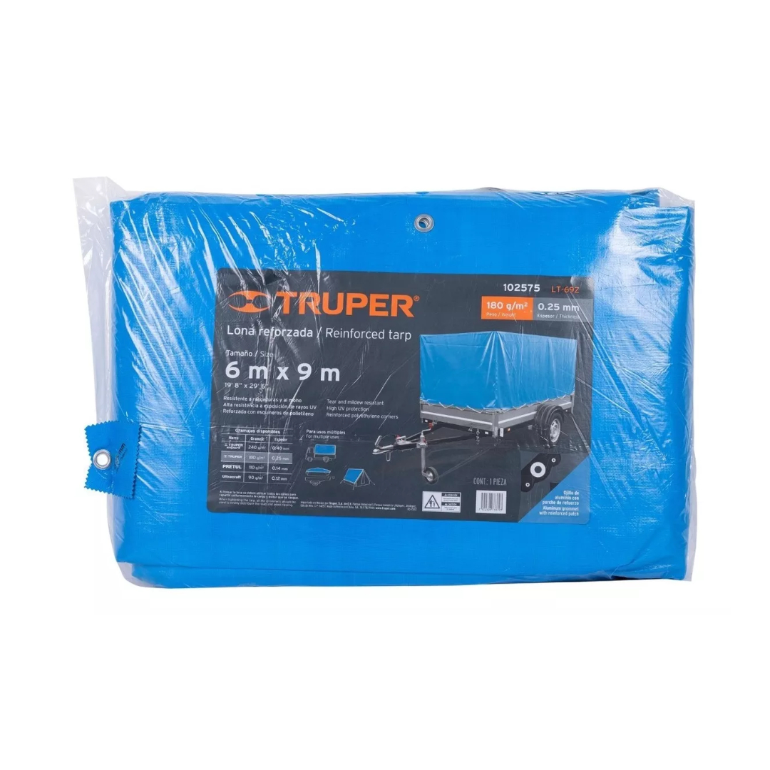 Lona De Uso Rudo Reforzada, 6 X 9 M, Azul Impermeable