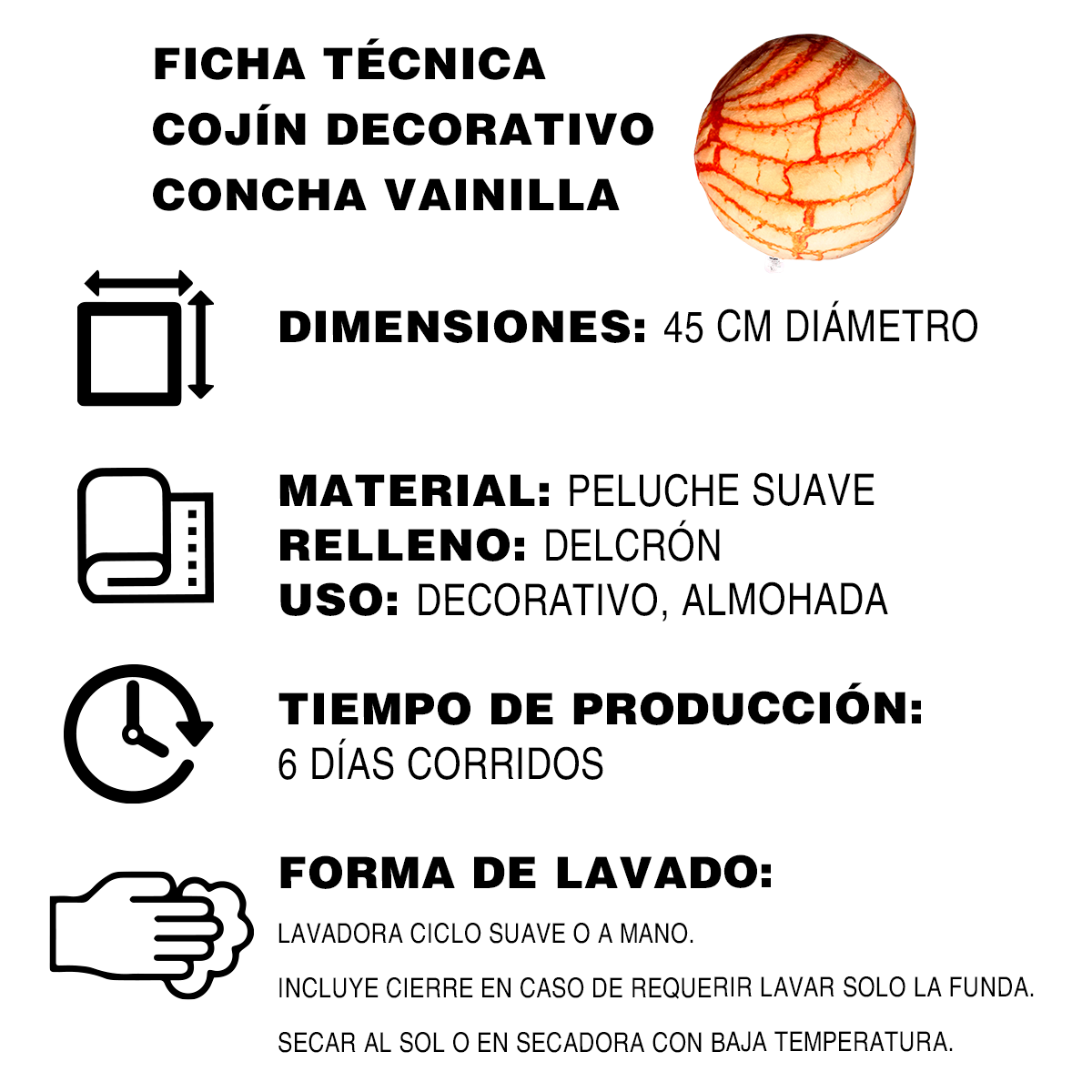 Cojín Decorativo Concha Vainilla Peluche Suave Incluye Relleno