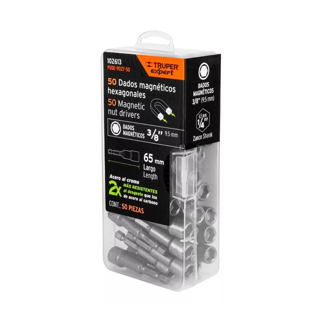 Estuche Con 50 Dados Magnéticos De 3/8' Largo 2'