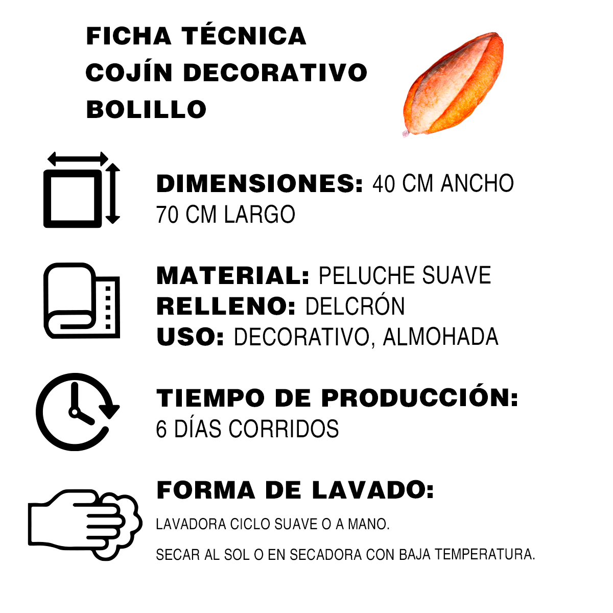 Cojín Decorativo Bolillo Pan Muy Suave Incluye Relleno