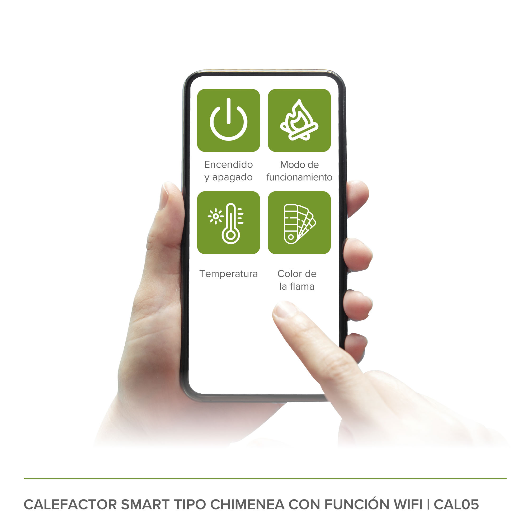 Calefactor Tipo Chimenea Luz Led Ajustable WiFi Avera CAL05